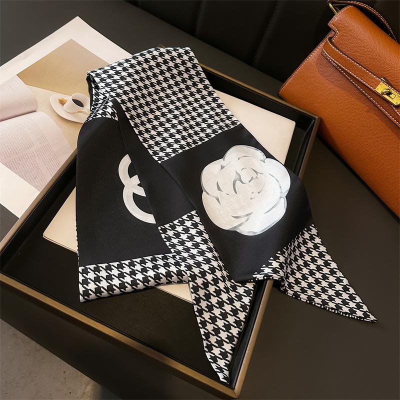 Scarf, Long Silk Scarf, Versatile Silk Scarf, Double-Layer Simulated Silk, Diagonal Scarf, Autumn And Winter Hair Binding And Scarf
