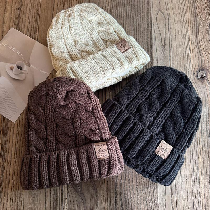 Beanie Wool Winter Hat Thick Knitted Cap Windproof Casual Accessory Fashion