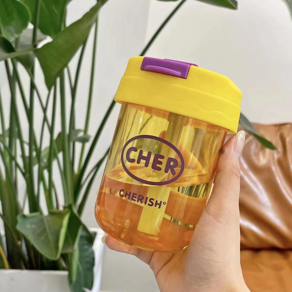 Water bottle simple ins cute high value straw cup female summer student adult girl plastic small portable water cup