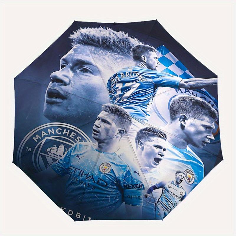 Manchester City, Kevin De Bruyne Automatic Opening and Closing Umbrella, Compact Travel Umbrella, Lightweight and Portable, Suitable for Bea