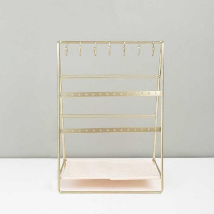 6 Layer Elegant Gold Finish Earring Bracelet Display Stand Iron Desktop Organiser for Vanity Countertop