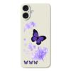 For iPhone 17 Case Purple Butterfly Pattern Printing Straight Edge TPU Phone Back Cover