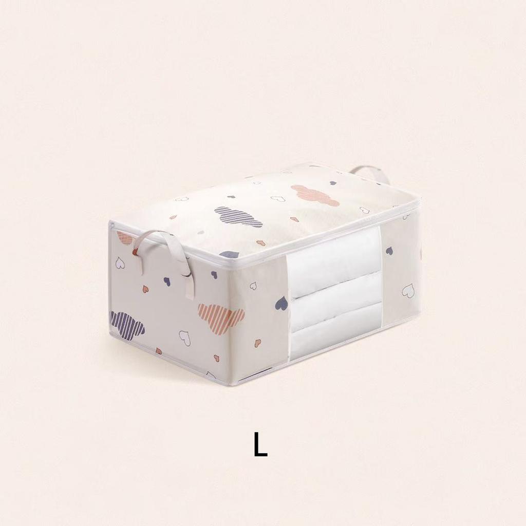 Large Capacity Bedding Organizer with Cartoon Pattern, Clothes Organizer with Handle and Transparent Window.
