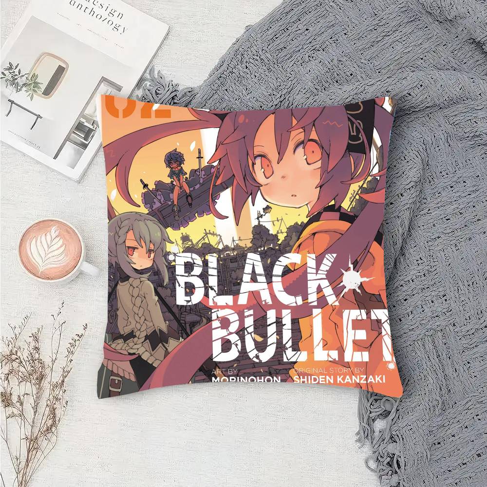 

Anime B-Black Bullet Pillow Case Sofa Cushion Cover Room Home Decoration 12x12Inch