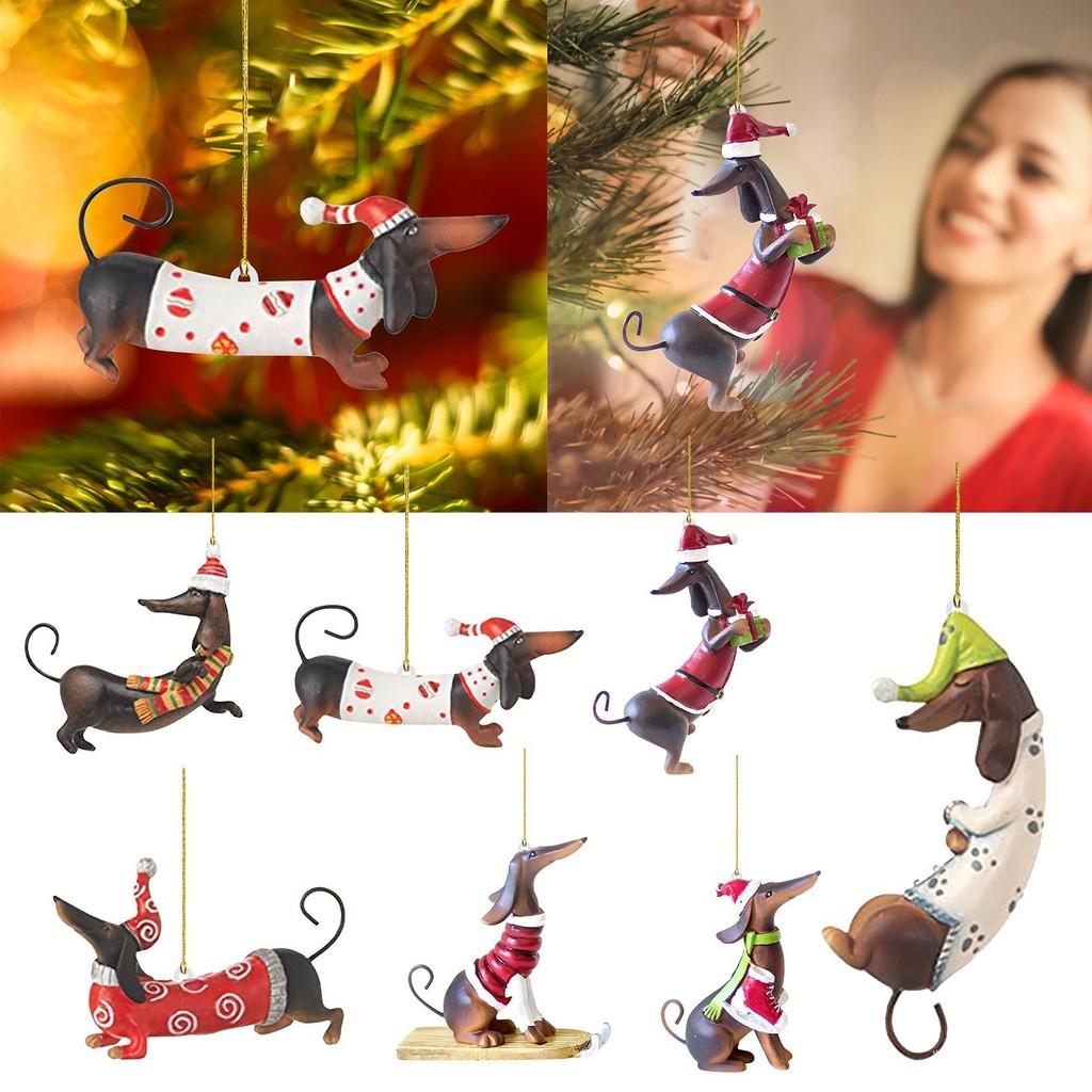 Acrylic Adorable Dachshund Car Hanging Ornament For Christmas Tree Home Decoration