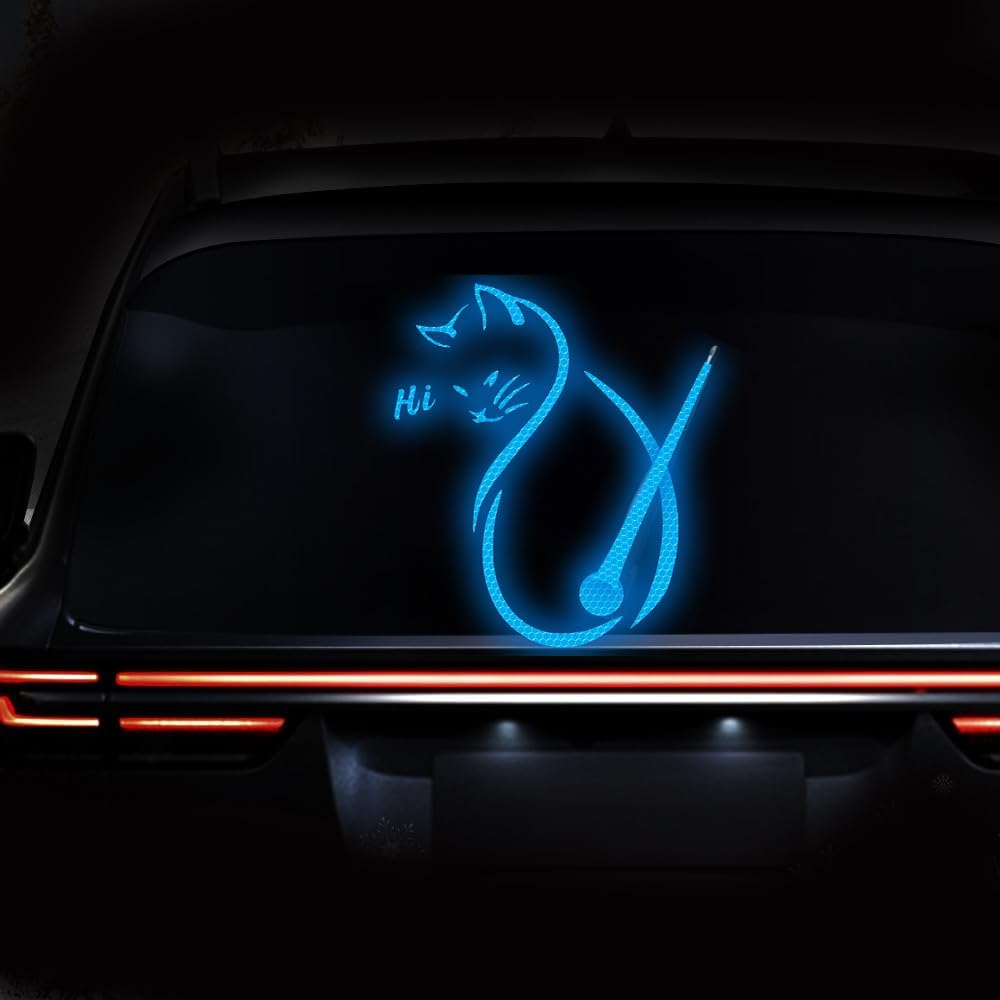 High Intensity Reflective Cat Rear Window Wiper Sticker Waterproof Windshield Wiper Decal Cat Moving Tail Waving Wiper Sticker for SUV Cat Decal for синий