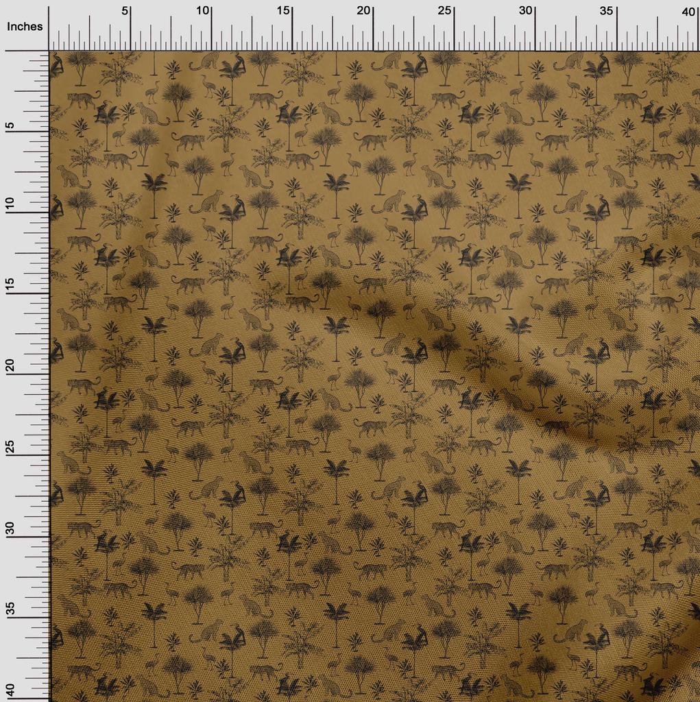 oneOone Cotton Poplin Brown Fabric Tropical Leaf Diy Clothing Quilting Fabric Print Fabric By Yard 42 Inch