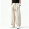 2026 Men New Chinese Style Imitation Linen Casual Pants Loose Lantern Harem Pants Elastic Waist Lightweight Trousers Streetwear
