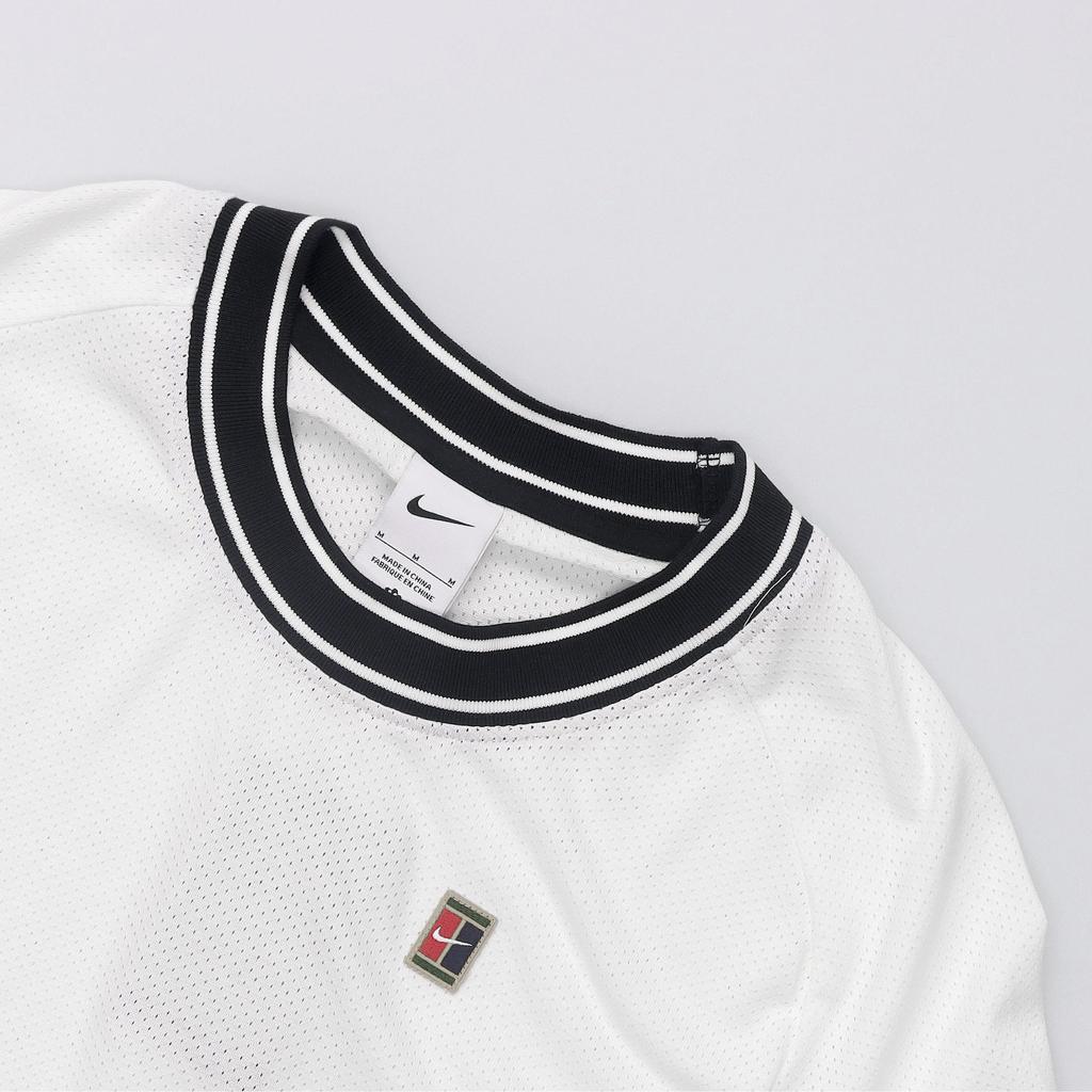 Nike Court Heritage Tennis T-Shirt Lightweight Breathable Short Sleeve Men Tops White Black FN0319-101