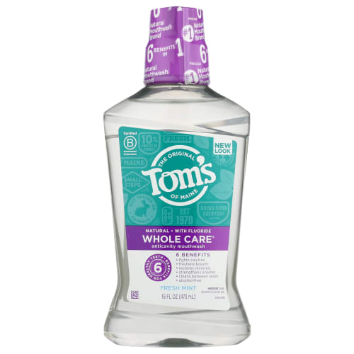 

Tom s Whole Care Fluoride Mouthwash, Fresh Mint, 16 fl oz