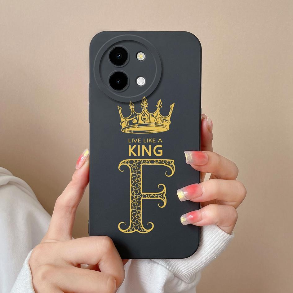 Case Cover For Vivo Y03 T3x Y28 Y38 Y200i T3 X Y 200i Pretty Queen Crown Letters Lens Protection Matte Soft Liquid Silicone Luxury Housing Phone Shell