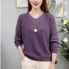 Female Spring and Autumn Solid Color Simple Knitted Sweater Loose Slimming Long Sleeved Base Top