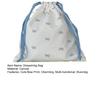 Small Drawstring Bags Cute Bow Makeup Pouch Portable Canvas Storage Bag