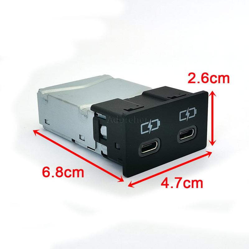 Car Charger Interface Socket Dual Type-C Quick Charger Adapter Fit For Toyota Sienna Camry Corolla RAV4 Land Cruiser 2018-