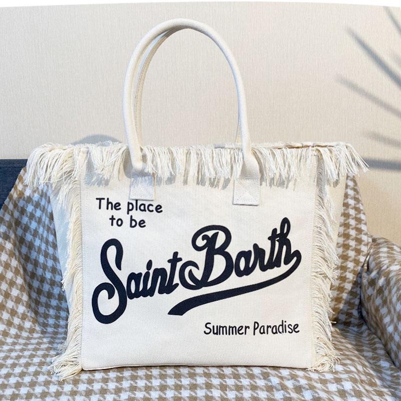 Borsa da spiaggia in denim con stampa a nappe, grande capacità, in stile europeo e americano, 2024 50*33 cm