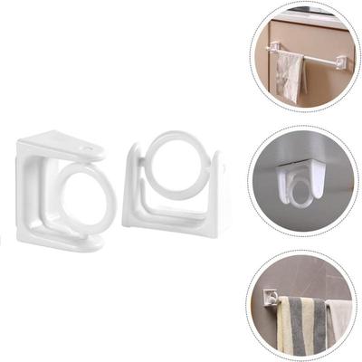 2/4 Piezas Soporte para Barra de Cortina sin Perforaciones Ganchos de Abrazadera para Baño Soporte Autoadhesivo para Barra de Ropa Gancho Ajustable con Anillo Triangular de Rotación 360