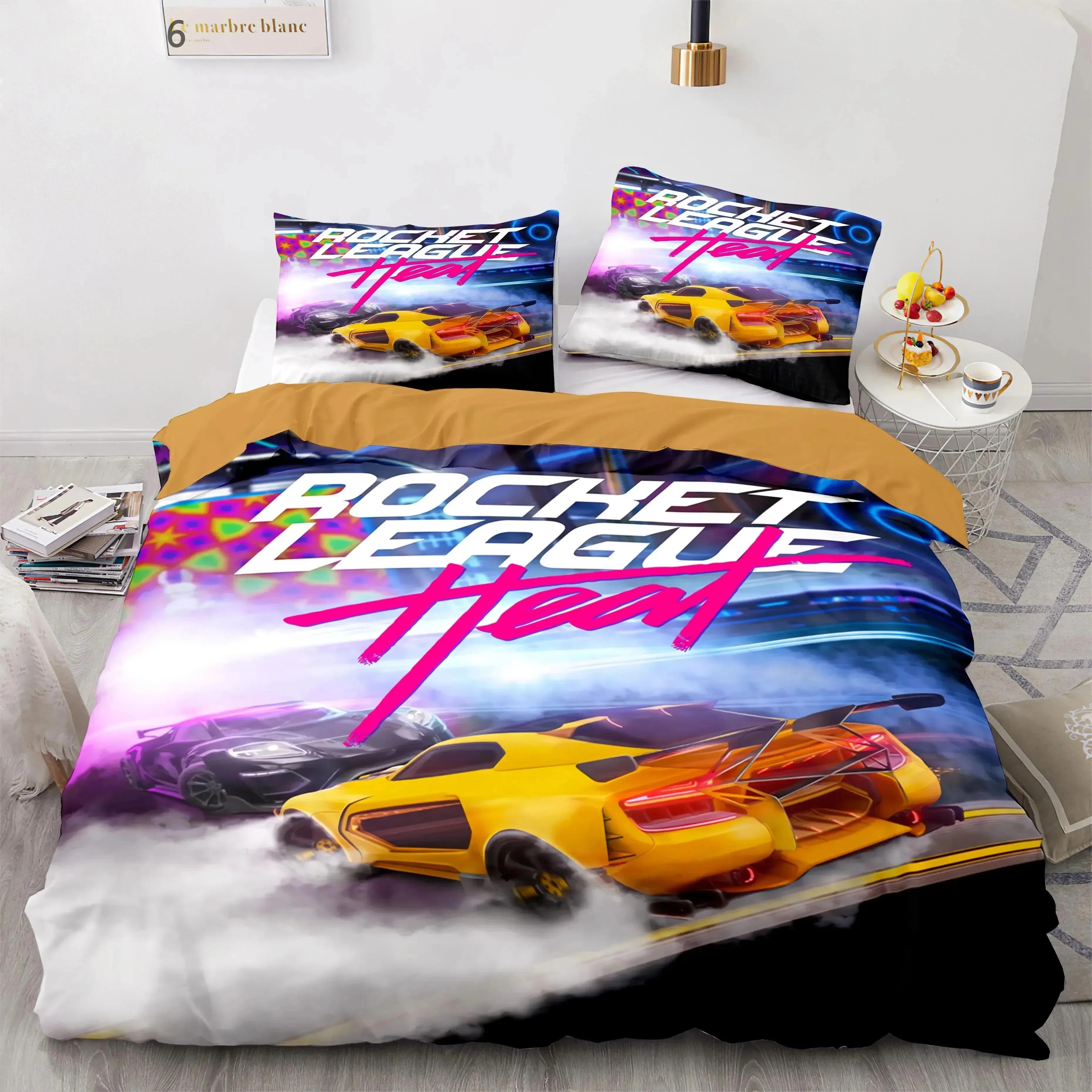 

Comforter Rocket League Bedding Set Single Twin Full Queen King Size Car Rocket League Bed Set Boys Bedroom Duvet Comforter (quilt)-EU Single(135*200cm)3pcs