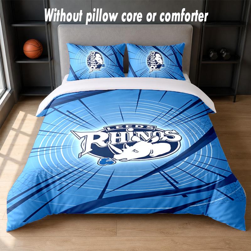Leeds Rhinos Design Set Biancheria da Letto 1 Copripiumino + 2 Federe Morbido Traspirante Biancheria da Letto per la Casa