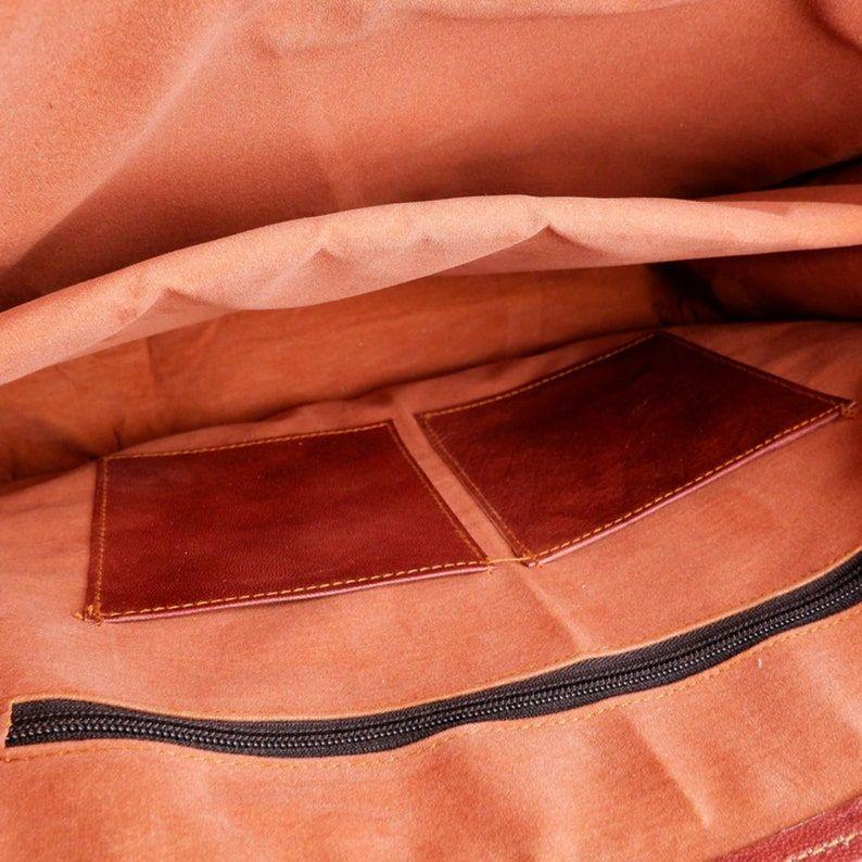 Large Vintage Leather Tote Bag: Handmade Work Purse