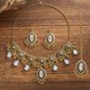 Hollowed Out Necklace Earrings Set Rhinestone Inlaid Women Jewelry Set  Gifts