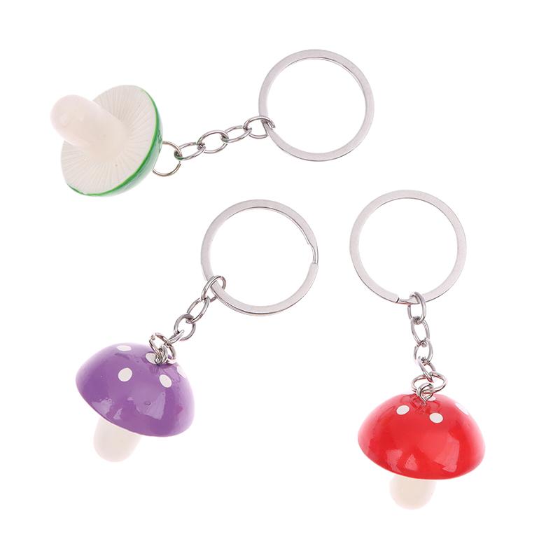 

1Pc Diy Jewelry Gifts Cute Plant Mushroom Keychains For Women Cartoon Resin Key Ring Girl Children Bag Pendant