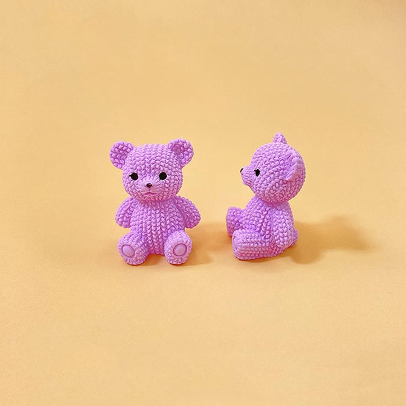 1Pc Solid Colored Stereo Simulation Bear Miniatures Sitting Bear Creative Ornament Desktop Decoration Diy Jewelry Cute Animal