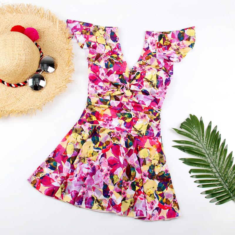 Plus Size Womens Modest One Piece Swimsuit High Waist Floral Print Tummy Control Swimwear Spa Pool