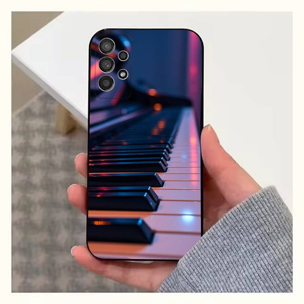 Keyboard Art Piano Phone Case For Samsung S25,S24,S23,S22,S20,S21,S10,Ultra,Plus,Lite,FE,Soft Silicone Black Cover