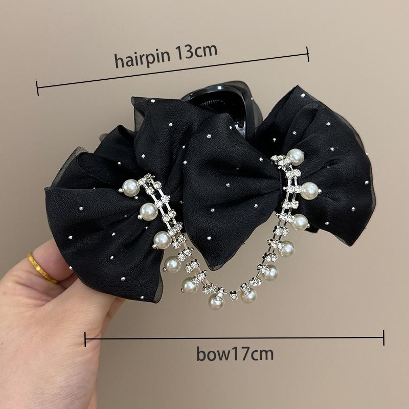 

Заколка-бантик из сетки гипсофилы женская сбежавшая принцесса большая акула заколка для волос аксессуары головной убор чёрный