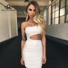Summer New European-American Women's Shoulder Tube Top Hollow Sexy Hot Girl Solid Color Hip Short Dress