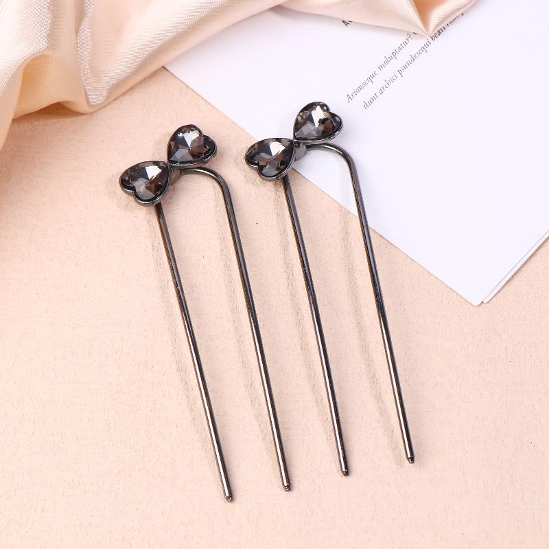 2Pcs Vintage Ancient Style Flower U-Shaped Hairpin Temperament Bow Hair Sticks Fairy Retro Hair Accessories Girl Gifts