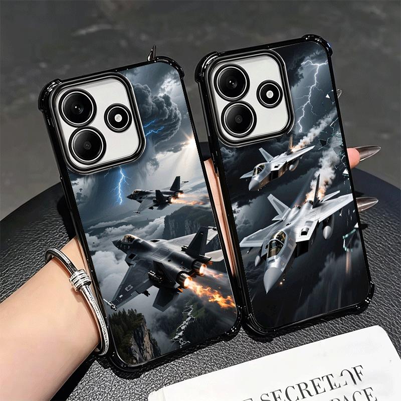 Aircraft Helicopter Formation Soft Phone Case For Xiaomi Redmi Note 14 15 Pro Plus 13 12 11S 11T 5G 10 9S 9 Plating Anti-Fall Fu