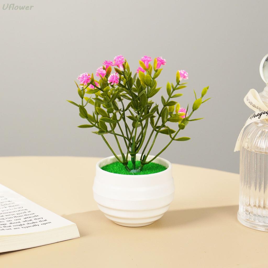 Mini Artificial Bonsai Plants Small Simulated Tree Pot Grass Fake Flowers Home Garden Office Table Room Decorative Ornaments
