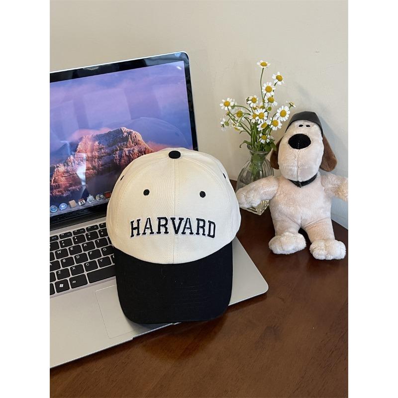 

Street couple hat female spring and summer color contrast show face small tide brand English embroidery couple fashion cap male Adjustable