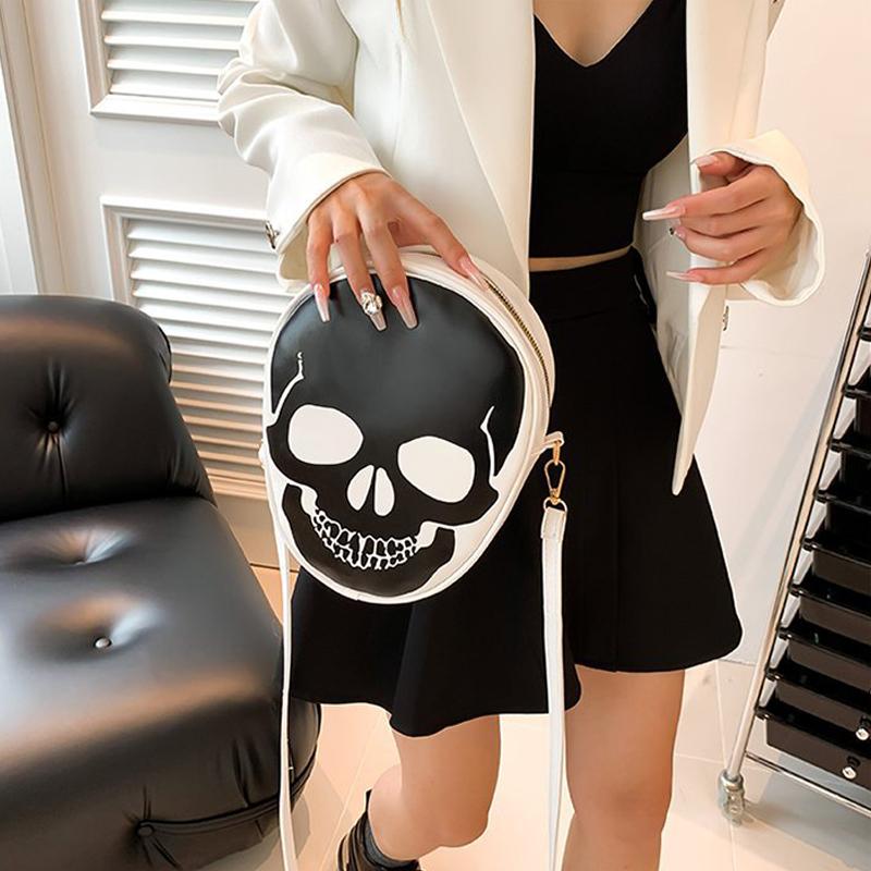 Fashion Casual Women's Shoulder Bag Skull Pattern Color Contrast Design Crossbody Bag For Halloween Festivals Party