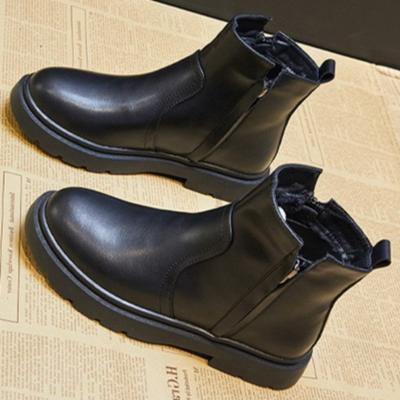 Bottes pour femme Bottines Courtes en Cuir Véritable Bottines Chelsea pour Femme Chaussures Femme Grande Taille Bottines Femme Noir