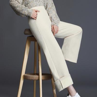2023 Autumn Winter High Waist Pants Fashion Womens Velvet Pants Casual Solid Warm Female Office Long Trousers Women 1787