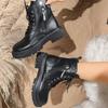 Martin Boots Women's New Autumn and Winter Short Boots Women's Platform Locomotive Boots Large Size Lace-up Boots
