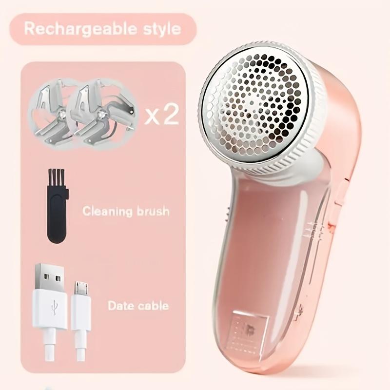 Electric Fabric Shaver Pink Clothes Hair Remover Sweater Hair Ball Trimmer Wire Cutter with Replaceable Stainless Steel Blades for Sofas and Clothes