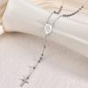 Clavicle Length Rosary Necklace Tassel Chain Cross Pendant Necklace Cross Necklace  Prayer Jewelry
