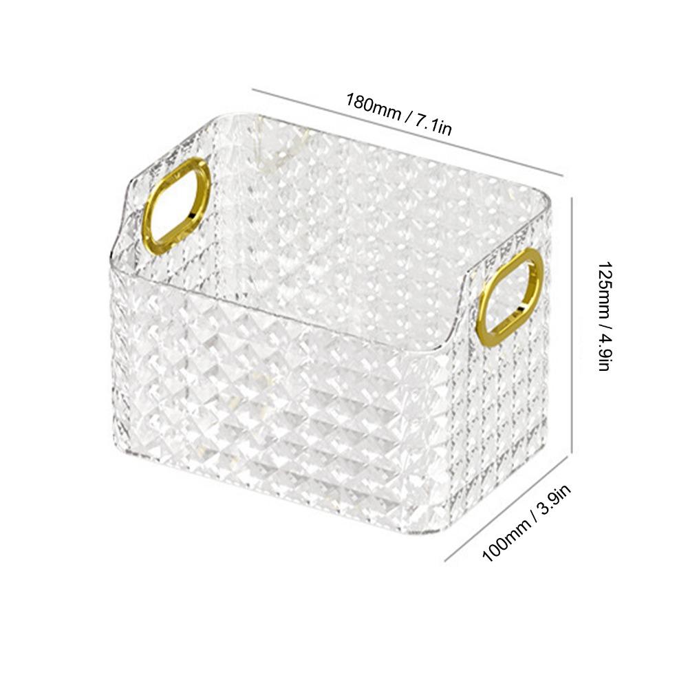 Desk Storage ABS Small Organizer Bin PET Multipurpose Fridge Organizer Bin Stackable Luxurious Cabinet Storage Bin Bathroom