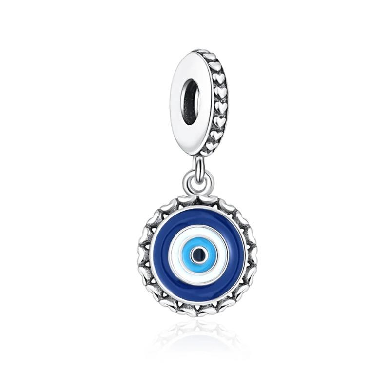 925 Silver Eye of Greece Devil Pendant Charm Bead for DIY Women Jewelry Bracelet Necklace