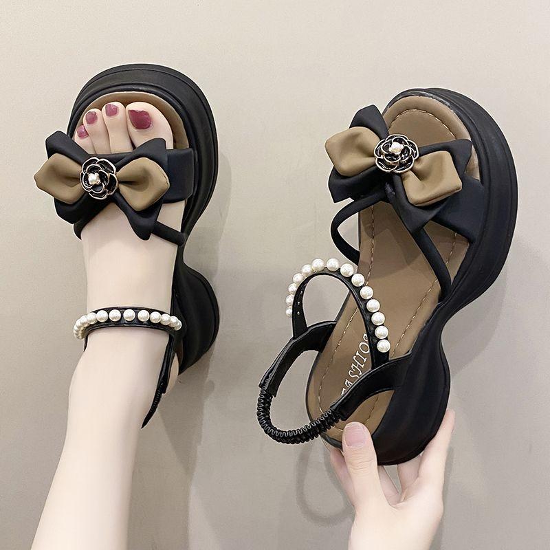 Chaussures pour femme Plateforme Fleur Perle Nœud Sandales pour Femmes Petit Prix PVC Ventes Confort en Promotion Été 2026 Confortables Offres Tendance