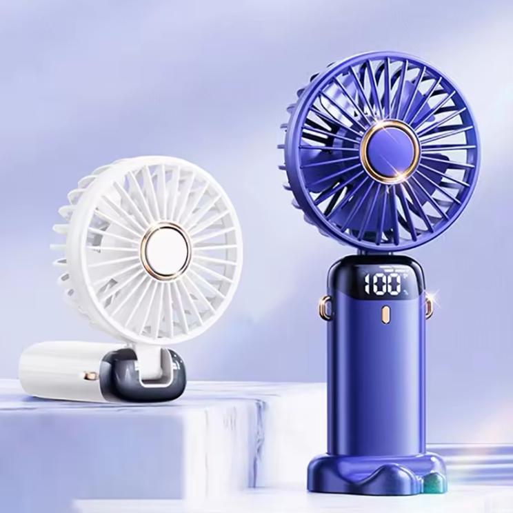 Portable Handheld Mini Fan with Power Display, Outdoor Handheld Fan with Mobile Phone Holder