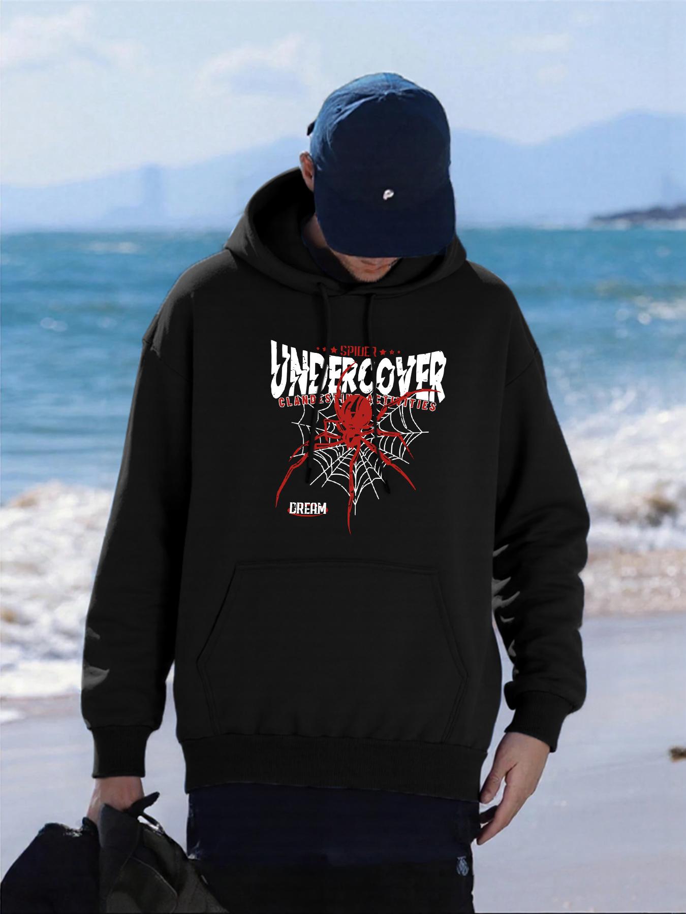 

Undercover Spider Dream Print Male Hoodie Casual Oversized Streetwear Pocket Fleece Hoody Hip Hop Multicolor Mens Pullover 3XL