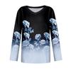 Women's T Shirt Retro Print Long Sleeve Daily Weekend Daily Basic V Neck Regular  Fall Winter Tops