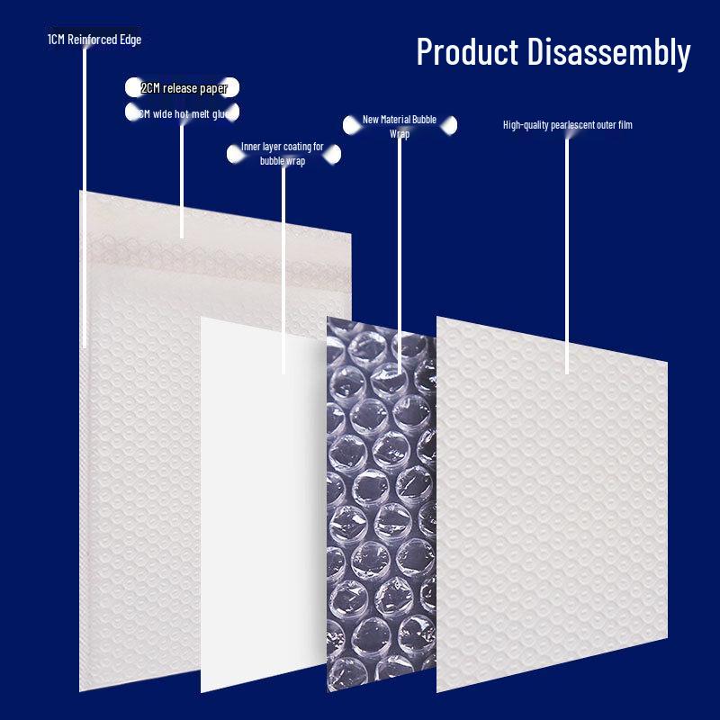 Pearlescent Film Self-Adhesive Bubble Mailer - Waterproof Clothing Package Envelope