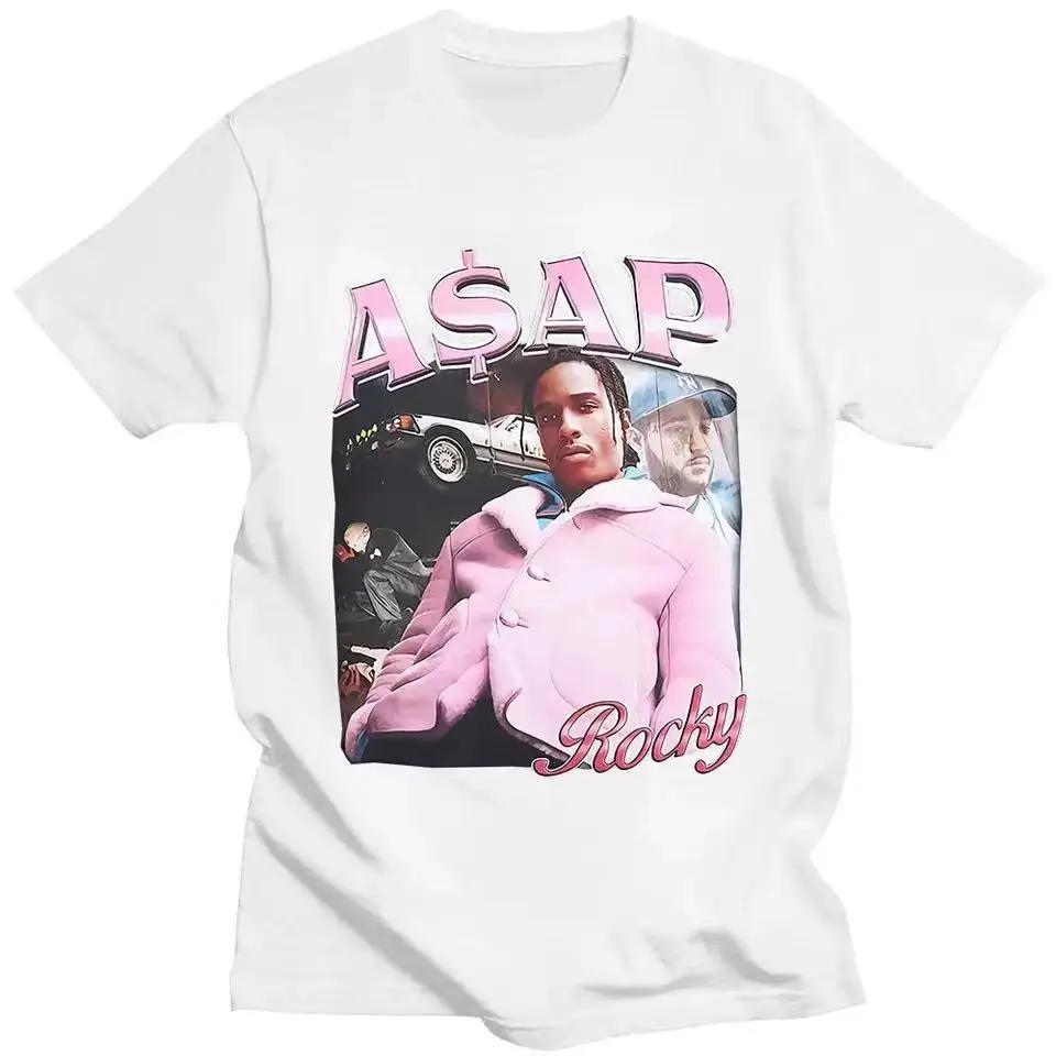ASAP Portret Grafika Estetyka Moda Hip Hop Oversize Krótki Rękaw T-shirt Męski Codzienny Harajuku Koszulka Streetwear 80129