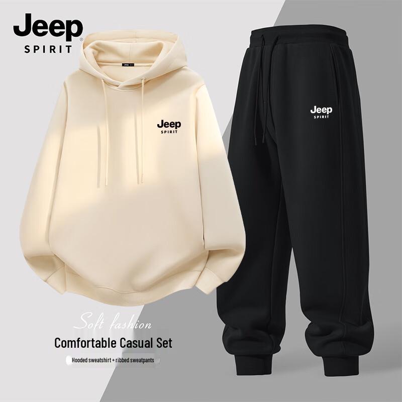 JEEP SPIRIT Men's Hooded Sweatshirt & Tapered Pants Set