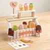 Ice Cream Shop Display Stand Pink and Wooden Striped Dessert Counter Playset for